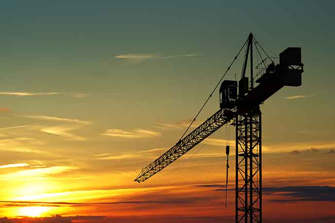 Crane pada area kerja konstruksi