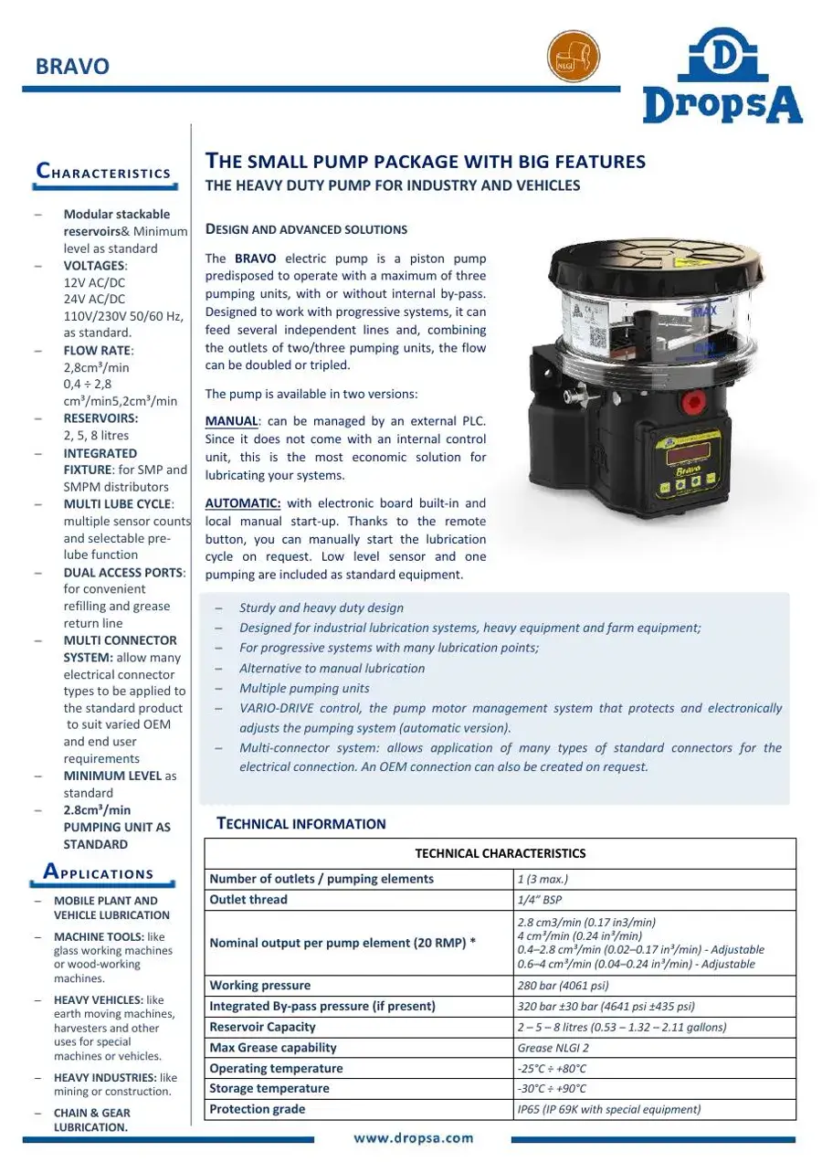 Preview DropsA Bravo pump datasheet